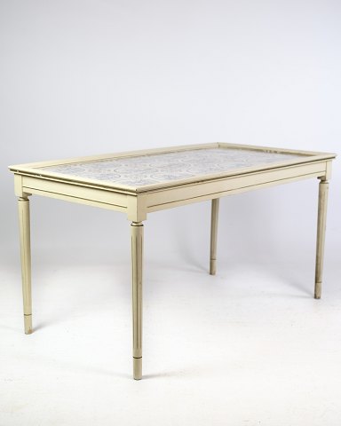 White painted tile table from around the year 1940s.