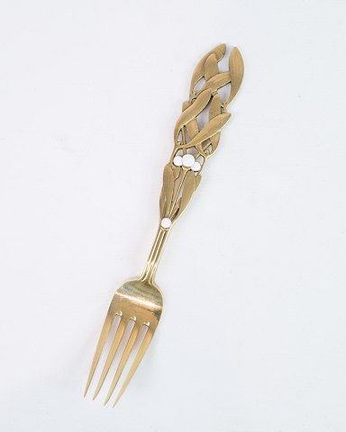 Christmas Fork - Gold Plated Sterling Silver - Mistletoe - Ole Hagen - Anton Michelsen - 1941