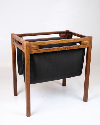 Newspaper/Magazine Holder - Rosewood and Black Canvas - Danish Design - 1960s