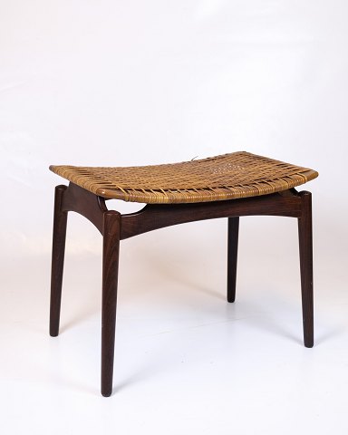 Wicker Stool - Teak - Sigfred Omann - Ølholm Furniture Factory - 1960s