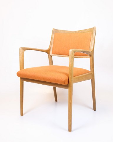 Armchair - Oak - Upholstered in Orange Fabric - Karl Erik Ekselius - JOC Vetlanda - Swedish Design - 1960s