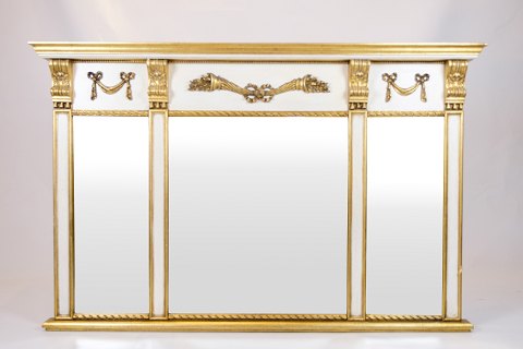 Mirror - Empire Style - Gilded Frame - White & Gold - Decorative Ornaments