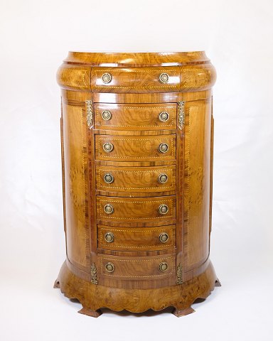 Antique High Chest of Drawers - Klunke Style - Rosewood - Brass Handles - Curved Front - 1890s