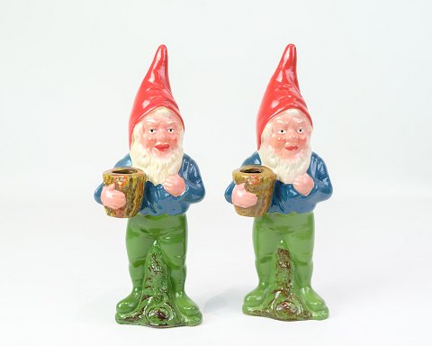 Set of Santa Candlesticks - Christmas Elves - Christmas Decorations - German Origin - Red, Green and Blue