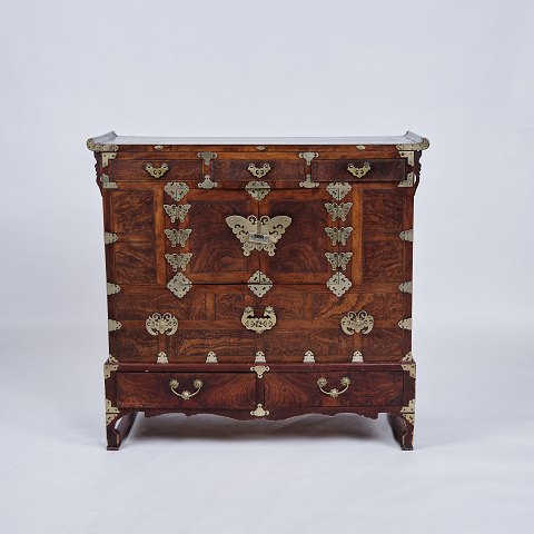 Antique Korean Bandaji Chest/Chest of Drawers - Wedding Chest - Dark Wood & Brass - Joseon Dynasty - 1900s