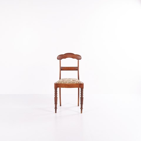 Dining Chair / Hall Chair – Late Empire – Mahogany – Floral Upholstery