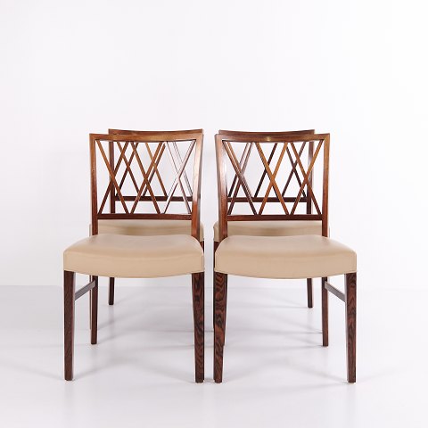 Set of Four Dining Chairs – Rosewood & Cream Leather – Ole Wanscher – A.J. Iversen – 1960s