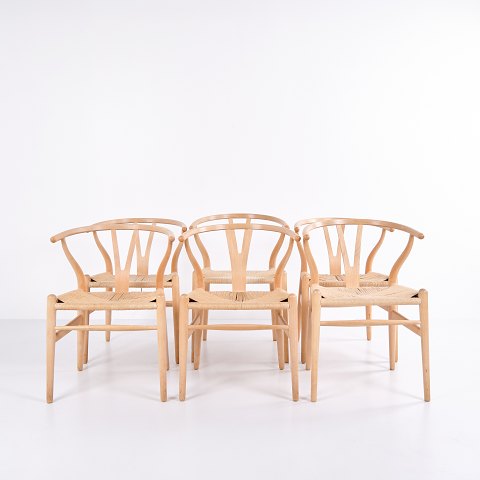 Set of Six Y-Chairs – Model CH24 – Beech & Natural Cord – Hans J. Wegner – Carl Hansen & Søn – 1970s