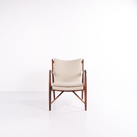 Armchair - Model NV45 - Rosewood & Light Fabric - Finn Juhl - Niels Vodder - 1950s