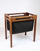 Newspaper/Magazine Holder - Rosewood and Black Canvas - Danish Design - 1960s