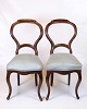 Set of 2 chairs - Rococo - Mahogany - Light blue fabric -1860s