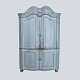 Large Baroque Corner Cabinet - Original Blue Paint & Brass Fittings - Natural Patina - Curved Doors - 1780s