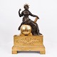 French Mantel Clock - Bronze - Decorated With Female Figure with Radiant Crown and Book - Paris - Year 1820s