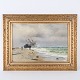 Marine Painting - Oil Painting On Canvas - Holger Lübbers - Signed - Denmark - 19th Century