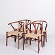 Set of Four Wishbone-Chairs - Model CH24 - Mahogany & Natural Wicker - Hans J. Wegner - Carl Hansen