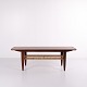 Coffee Table With Wicker Shelf - Teak - Danish Design - 1960s