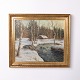 Painting on canvas with motif of snowy landscape by Jens Christian Bennedsen (1893-1967), signed