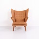 Hans J. Wegner AP19 Papa Bear Chair in Cognac-Coloured Nubuck Leather from 1950